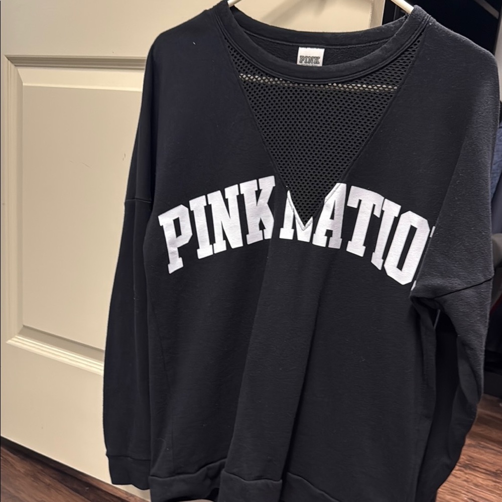 PINK NATION Victoria's Secret Black Crew Neck Sweater